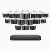 FDH800 - 16 Channel PoE Security System with 16 X 8MP UHD Dual Lens Cameras, 180° Panoramic View, Smart Dual Light Night Vision, Two-Way Audio, Active Siren & Alarm, Human & Vehicle Detection, IP67